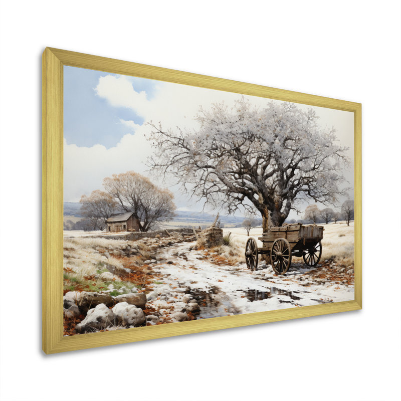 «White Old Cart Cart Legacy», reproduction sur toile, Encadrement doré, H 30 po x l 40 po x P 1,5 po