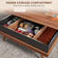 Table basse à plateau relevable, 39,25 po avec compartiments de rangement cachés, pieds en bois, noyer | Idée cadeau