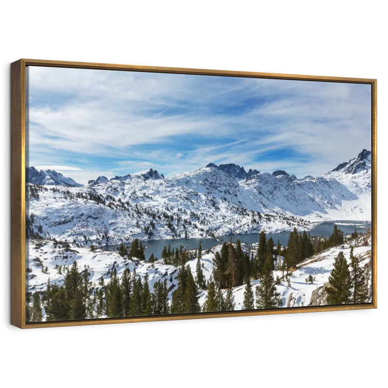 Scène de montagne Sierra Nevada, Cadre flottant doré, 25 po x 17 po