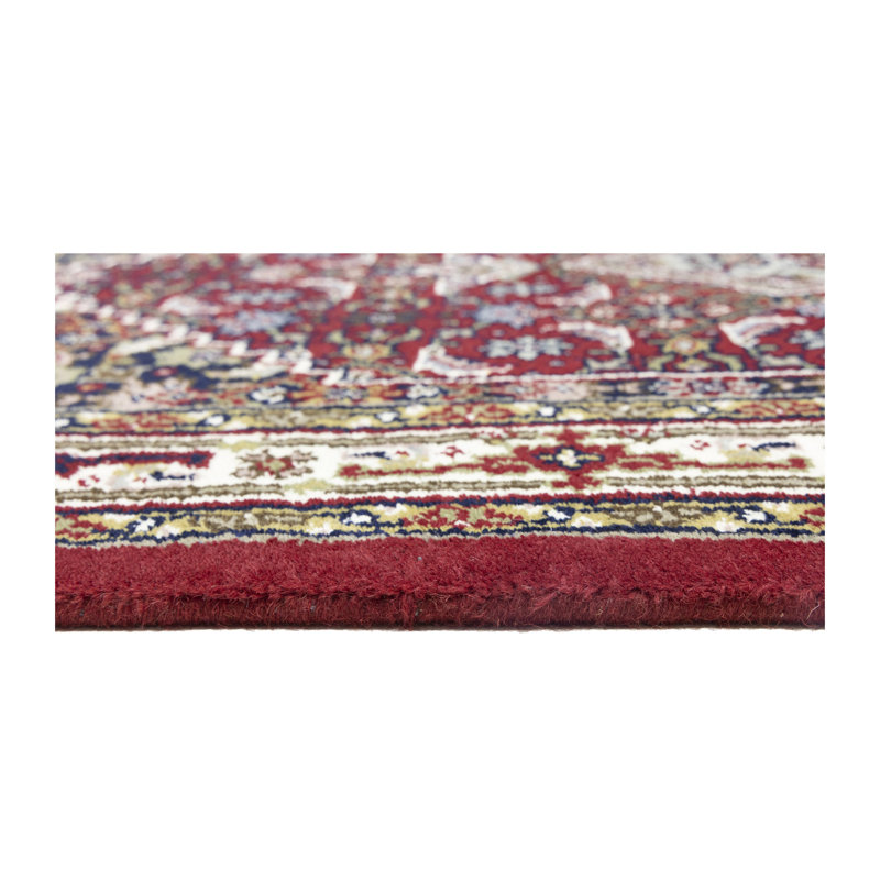 Tapis tribal rouge à motif floral indo-bidar 4 x 6