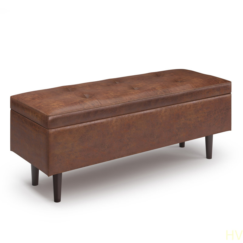 Shay - Repose-pieds de rangement Mid-Century, Brun