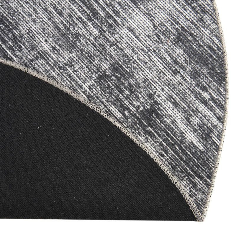 Tapis en chenille tissé à la machine de couleur ivoire / gris Monsour, Ovale 5 pi x 8 pi