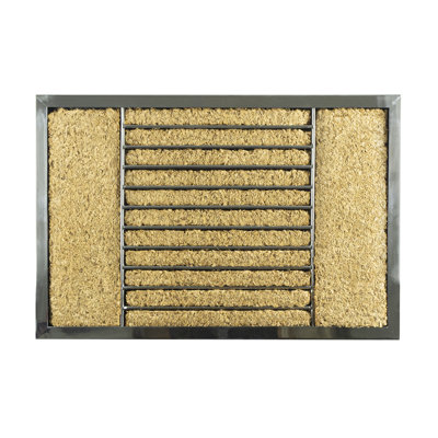 Fußmatte Brillant - Natürliche Kokosmatte Modern mit Edelstahlrahmen 40 x 60 cm