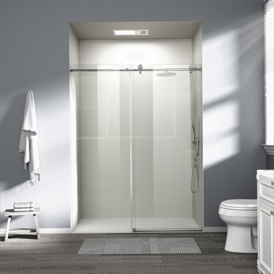 Porte de douche coulissante simple, porte de salle de bain sans cadre avec douche à l'italienne