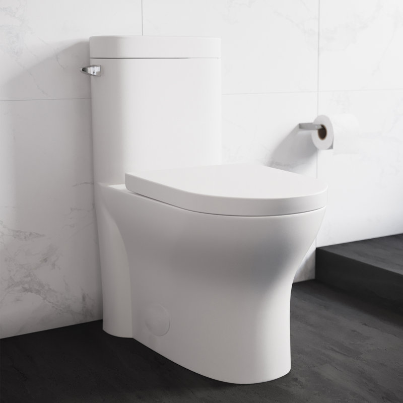 Monaco One-Piece Elongated Toilet Dual-Flush 1.1/1.6 gpf, Glossy White, Left