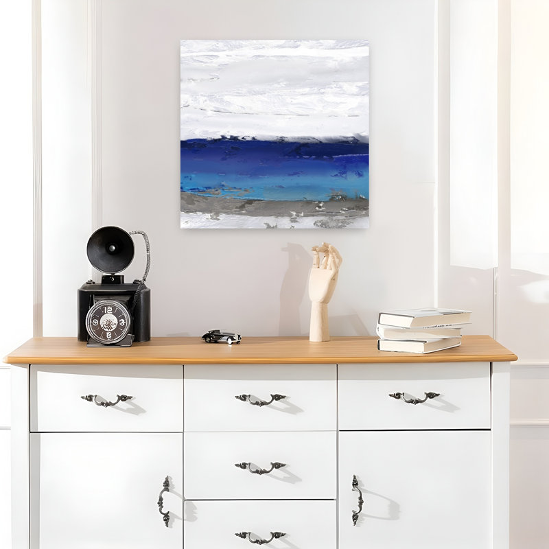 Art contemporain contemporain, paysage de plage abstrait, H 18 po x l 18 po