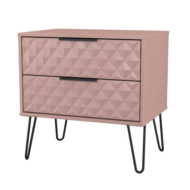 Harlequin 58cm W Manufactured Wood Bedside Table, Pink