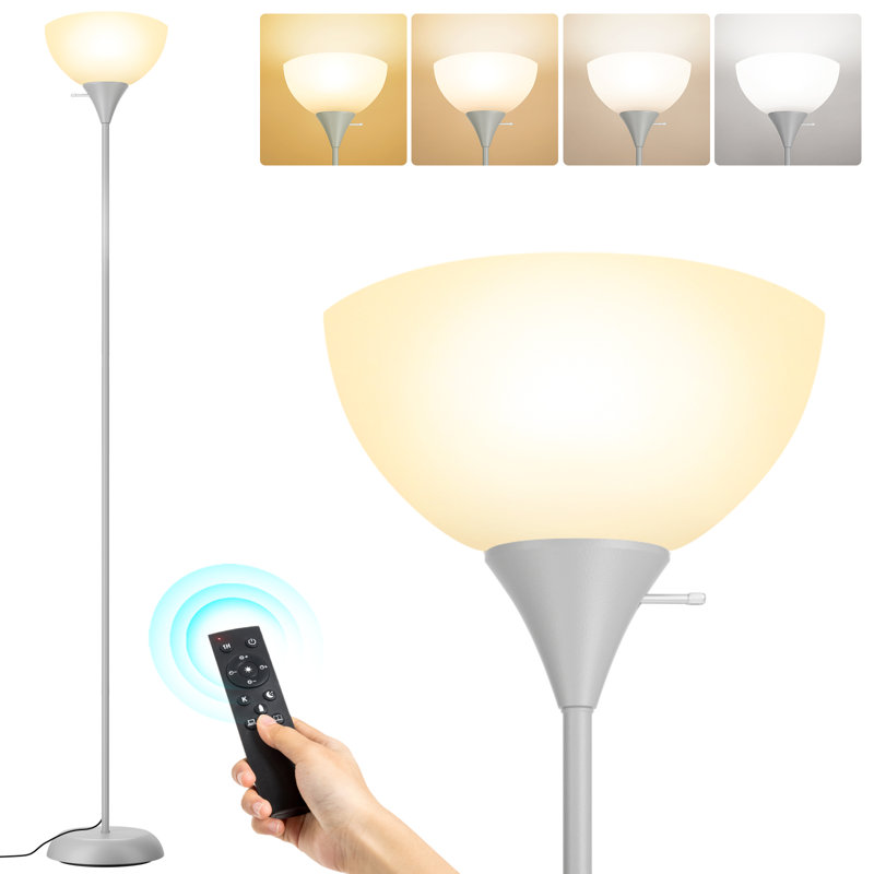 182 H cm Traditional Floor Lamp with USB and Outlet, Silver Grey