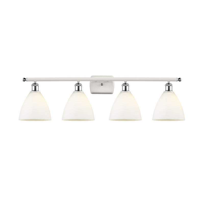 Éclairage pour meuble-lavabo 4 lumières Shauna, Blanc mat, DEL, Blanc / chrome poli