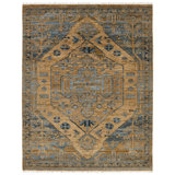 Jaipur Living Fontane JIN06 Handknotted Stripes Tan and Blue Area Rug (6'x9')