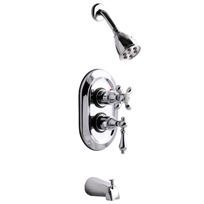  Robinet de douche et de baignoire inverseur, Chrome poli