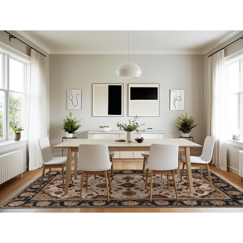 Tapis brun français lavable à la machine, Rectangle 7 pi x 10 pi