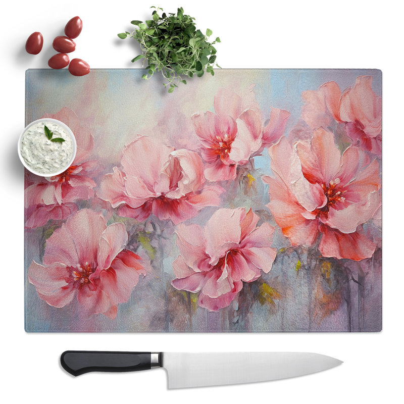 Peony Flower Abstract  Glass Chopping Board