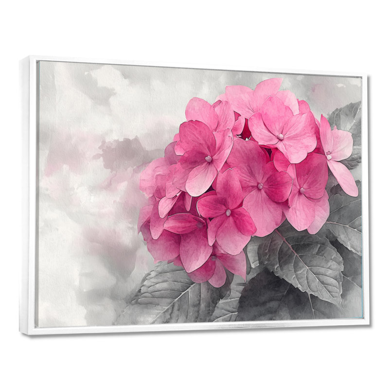 Keziah - Floral Wall Art, Floater Framed Print, 30" H x 40 W, White