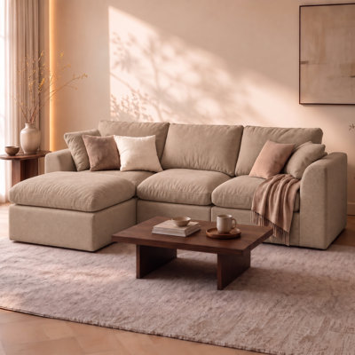 Canapé modulaire surdimensionné de 108 po avec sièges profonds, méridienne et repose-pieds, canapé Cloud ultra-doux pour le salon