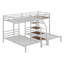 Structure de lit superposé simple au-dessus de simple avec escalier de rangement-218844373