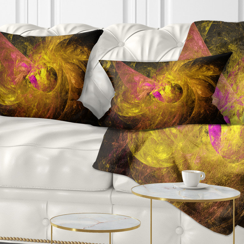 Golden Fractal Abstract - Coussin décoratif imprimé abstrait