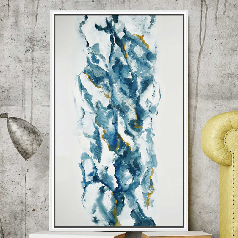 Into The Blue (Vert) - Imprimé, Cadre flottant blanc, H 33,5 po x l 21,5 po x P 2 po