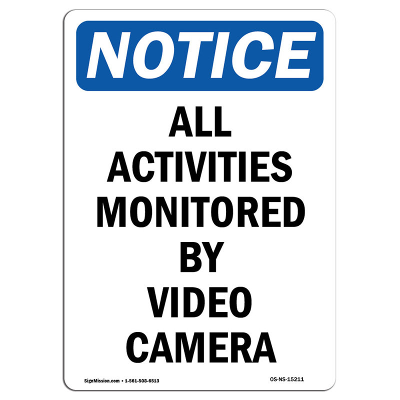 All Activities Monitored by Video Camera Sign