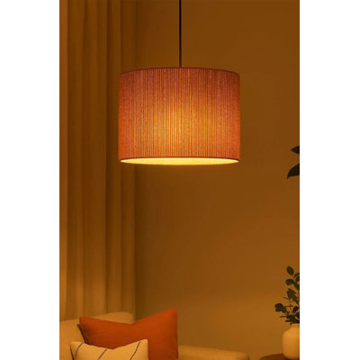 Lustre en métal écru à hauteur réglable, mesurant 11,8 po x 7,9 po | 1 x douille E27 (40 W maximum) | Conception élégante de la coiffe Rafia, parfaite pour le salon et la salle à manger | IP20, solution d'éclairage de maison élégante