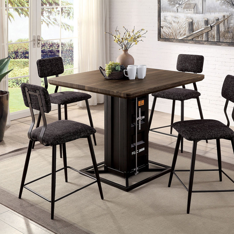 Table de salle à manger à hauteur de comptoir Hoor au fini noyer vieilli