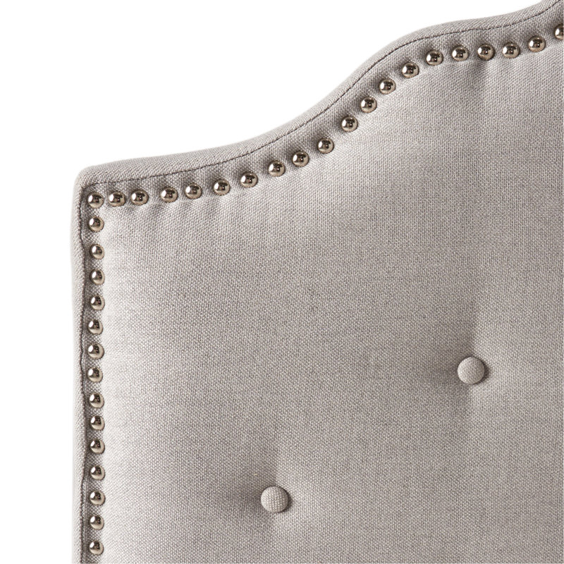 Grey Fabric Headboard For Bedroom - Queen & Full Sized With Contemporary Grace Button Diamond Stitch And Appealing Nailhead Accents Assembly Required Dazzling