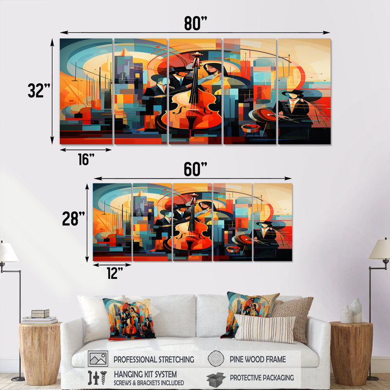 Onagre - Musician Wall Art Decor 5 Piece, 28" H x 60" W