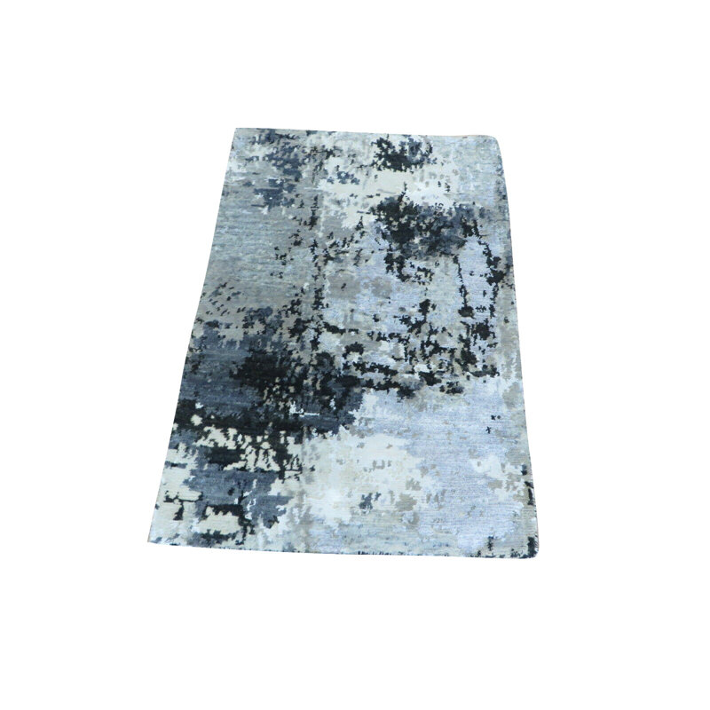 Tapis gris noué à la main de conception unique 2 pi 1 po x 3 pi Olivia-Grace