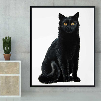 Toile encadrée Black Cat | Animaux noirs décoratifs pour la maison