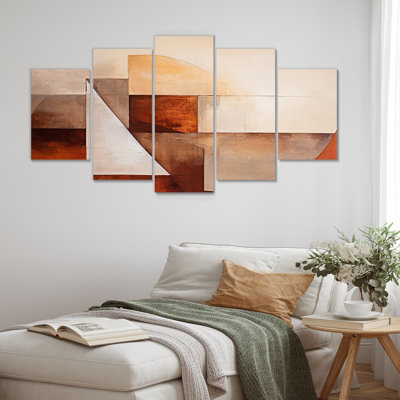 «Elemental Brown Triangle - Abstract Collages», art mural 5 pièces