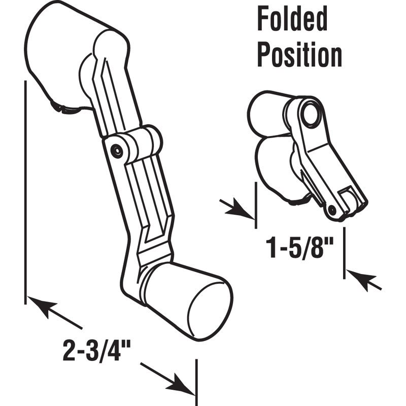 Prime-Line Operator Folding Crank Handle, Split, 6.44" H x 3.82" W x 0.63" D, White