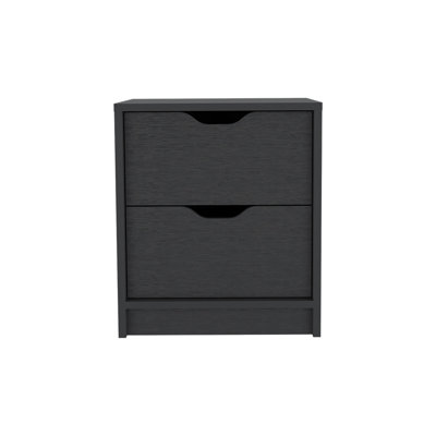 Table de chevet Gandu, deux tiroirs, finition wengé noir