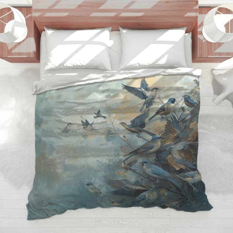 Blue Birds In Flight Comforter, Queen