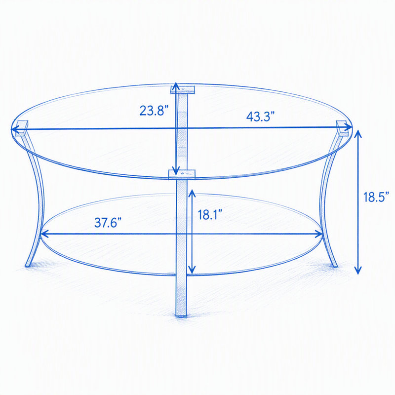 Table basse 43,3 po, Verre transparent