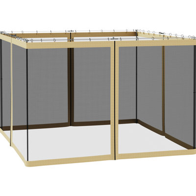 10' X Gazebo Sidewall Netting Replacement, Beige - Keep Patio From And Leaves, Made Of , Easy To Install Replacement Porch Clean -, Wear,