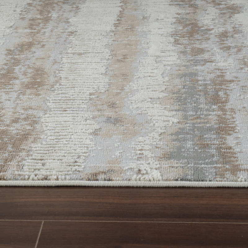 Tapis intérieur rayé beige / brun 8 pi x 11 pi (7 pi 10 po x 10 pi 10 po) Elva de Branch Branch