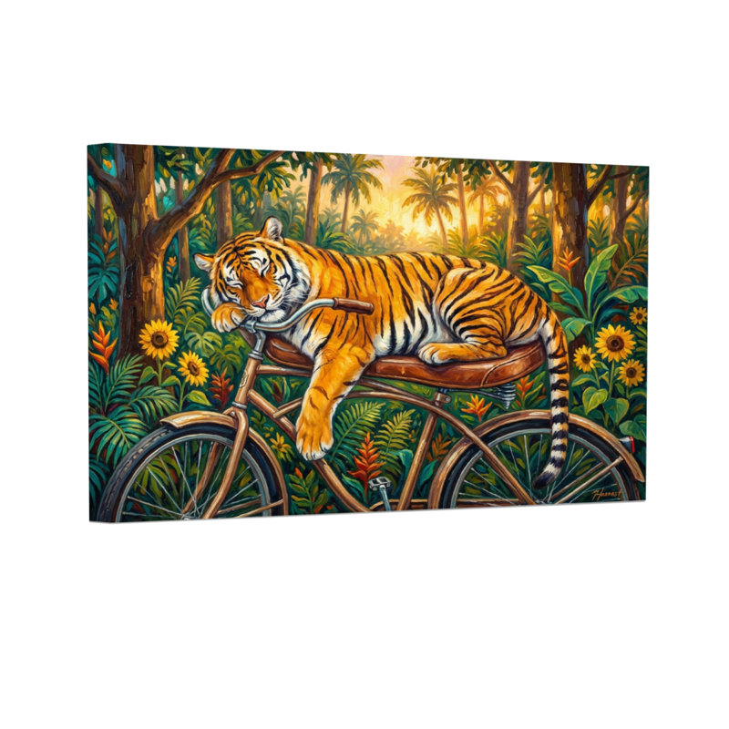 Animaux tigrés se reposant à vélo dans la jungle, H 28 po x l 40 po