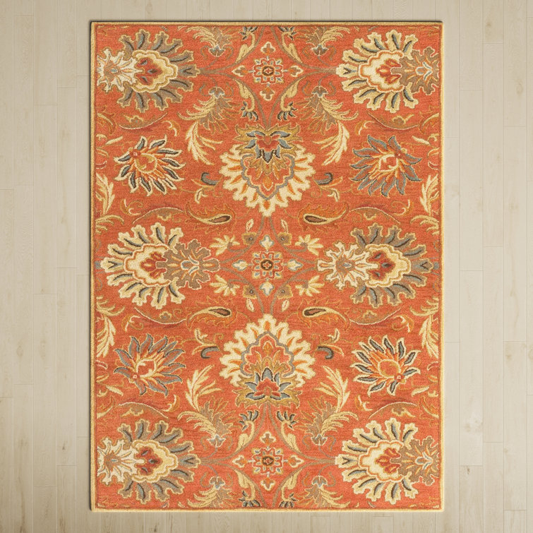 Aaron Oriental Hand-Tufted Wool Terracotta/Orange/Dusty Sage Area Rug