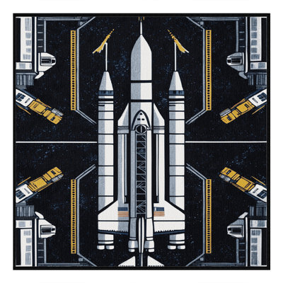 Machine Washable Transportation Gray Area Rug