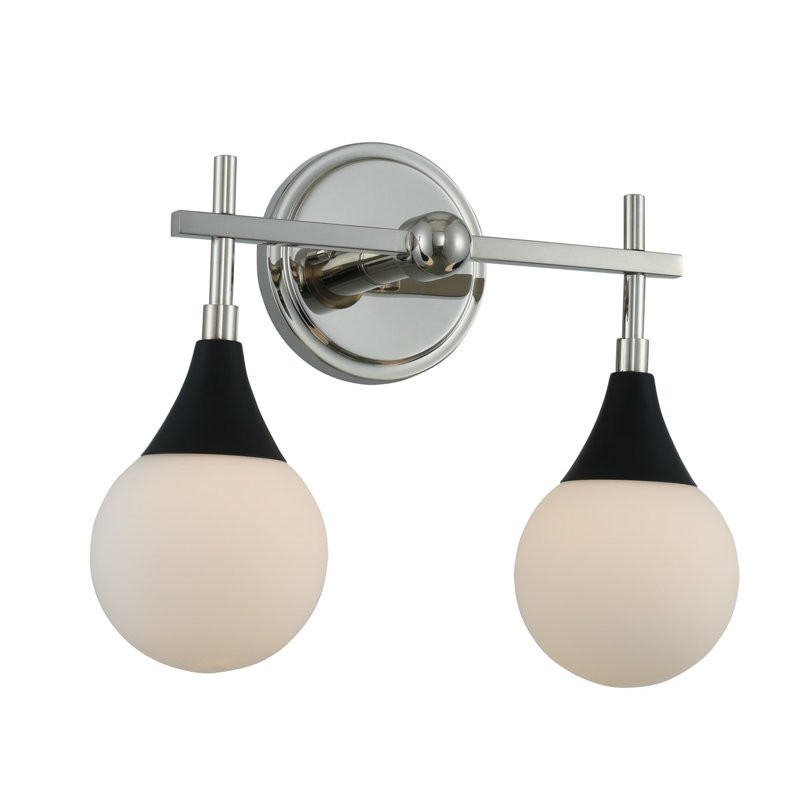 2 LT Matte Black w/ Polished Nickel Bath Wall Sconce Kalco