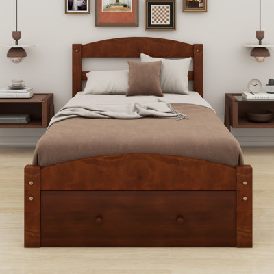 Lit plateforme simple avec rangement en bois massif Granita