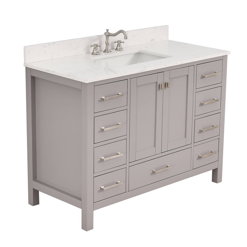 Chardell 48 " W Freestanding Standard Free Standing 1 Single Vanity Bathroom Vanity With Engineered Stone Top, Gray