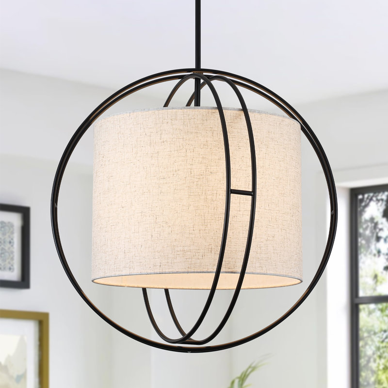 Luminaire suspendu 4 lumières 20 pouces Boho avec abat-jour moderne en tissu pour cuisine, salon, salle à manger, chambre à coucher et vestibule