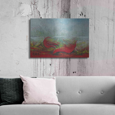 Art mural en métal luxueux «Flower Love» par Sam Asllani, 16 po x 12 po