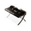 Bureau rectangulaire en bois manufacturé noir + argent + barenia + acier avec tiroirs-104610605