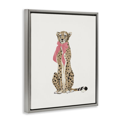 Art mural sur toile tendu avec guépard et ruban doré tendance par Patricia Pinto