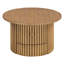Table basse de salon rustique - ronde avec tiroir et lattes verticales robustes avec construction stable