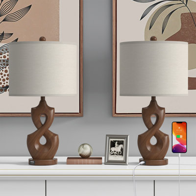Ensemble de lampes de table en résine noire avec USB