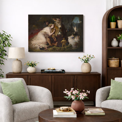 Romantic Mythology Unicorn Scene Artwork, Living Room Pictures, Framed Canvas Giclee Print Wall Art