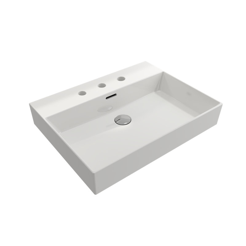 Milano 23.82'' L Bathroom Sink, White, Single-Hole